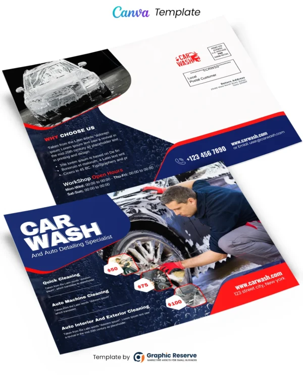 Car Wash EDDM Mailer Canva Template – Editable & Ready for Print